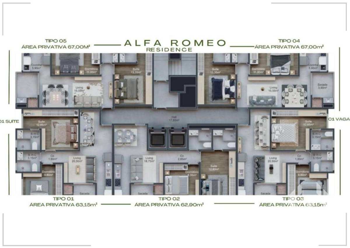  - Apartamento à venda, no Alfa romeo em Itapema, Morretes, com 2 quartos, 67m²